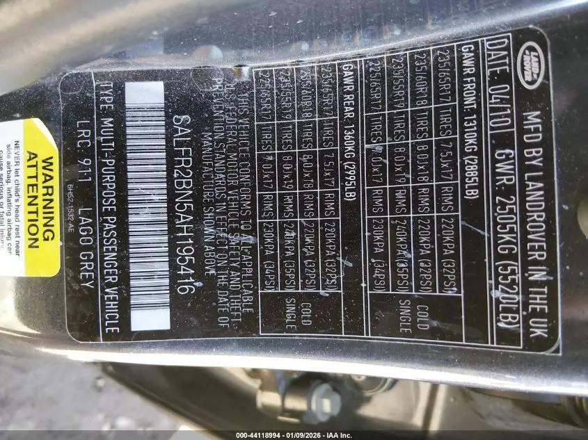 2010 LAND ROVER LR2 HSE