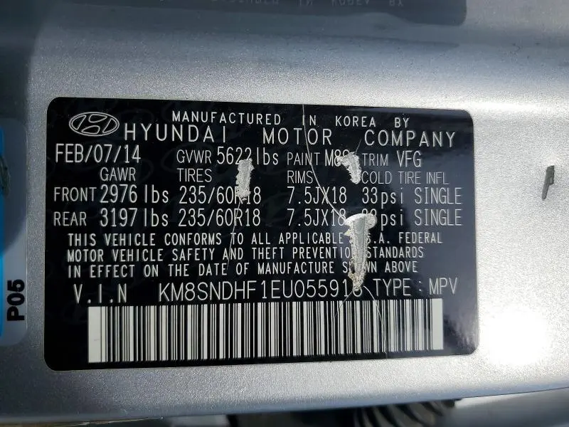 2014 HYUNDAI SANTA FE GLS  