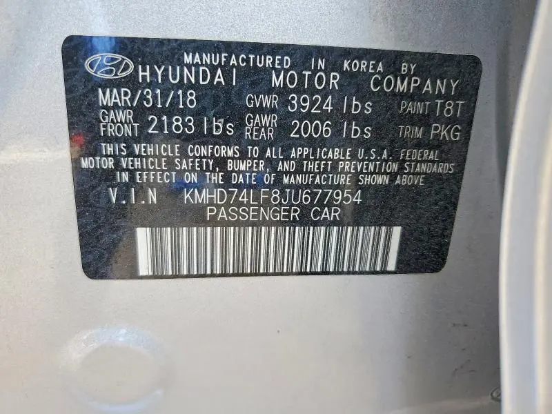 2018 HYUNDAI ELANTRA SE  