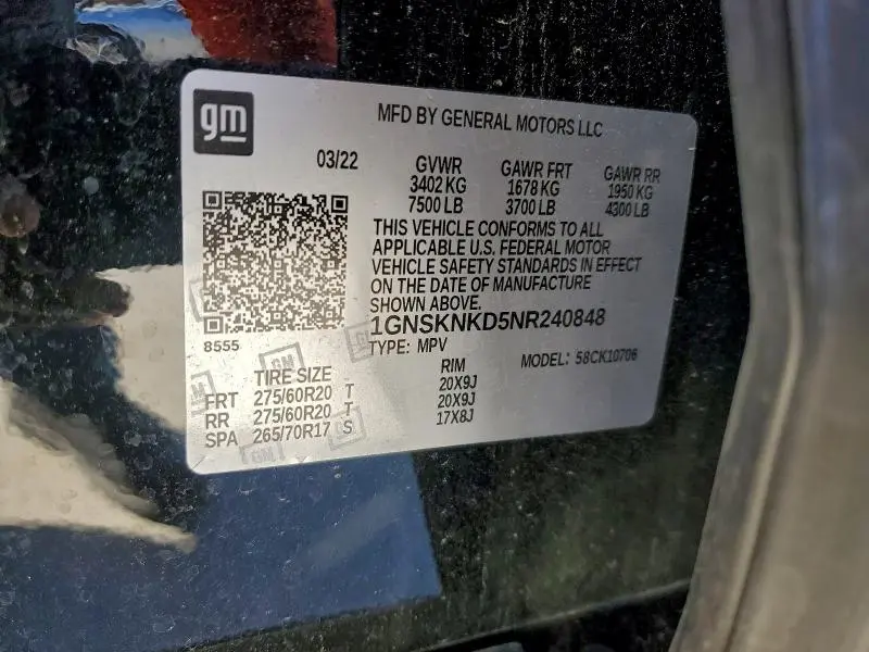 2022 CHEVROLET TAHOE K1500 LT  