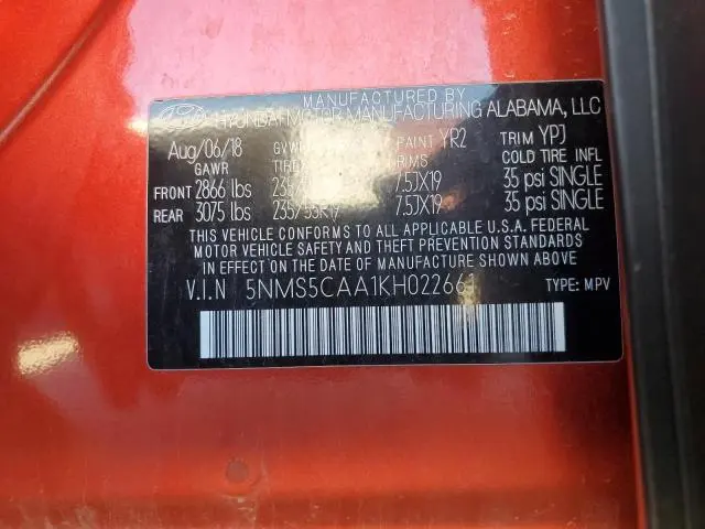 2019 HYUNDAI SANTA FE LIMITED  