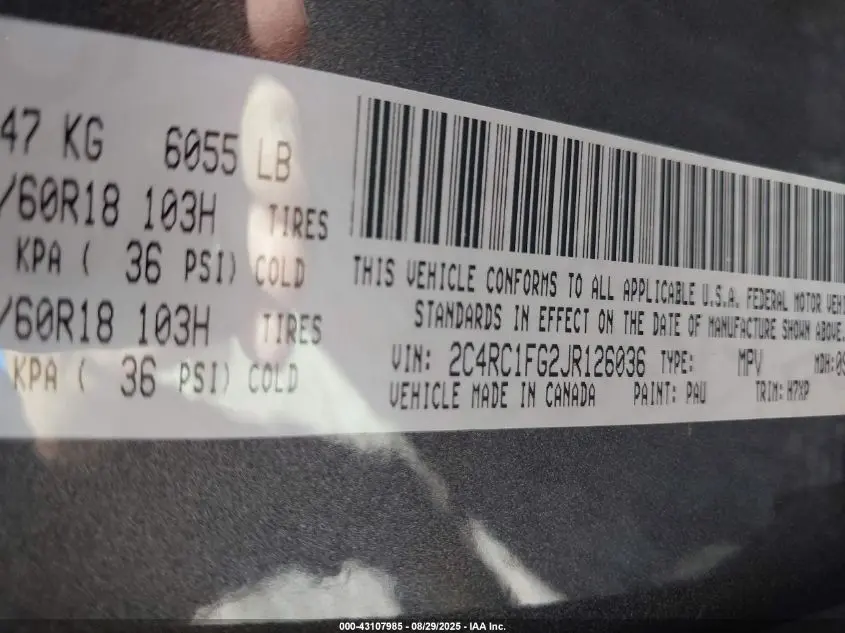 2018 CHRYSLER PACIFICA TOURING PLUS