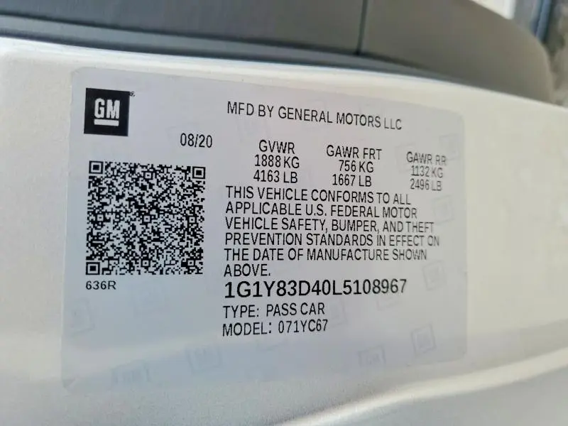 2020 CHEVROLET CORVETTE STINGRAY 3LT  