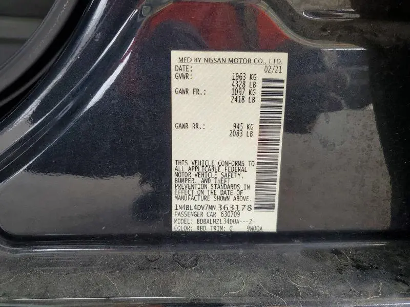 2021 NISSAN ALTIMA SV  