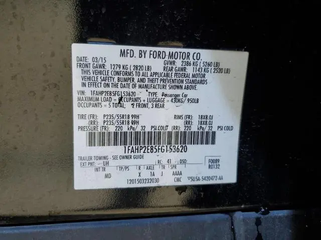 2015 FORD TAURUS SEL  