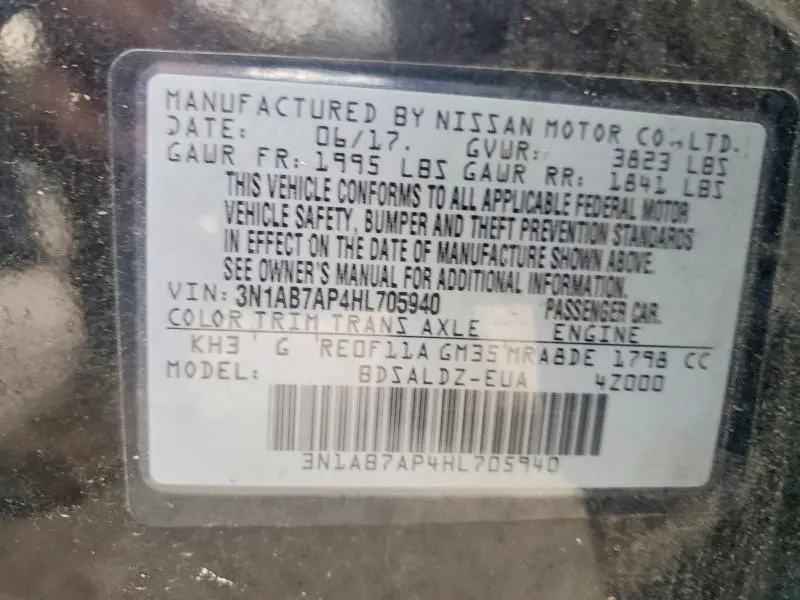 2017 NISSAN SENTRA S  