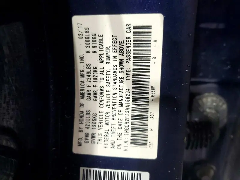 2017 HONDA ACCORD LX  