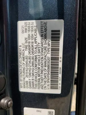 2021 HONDA PILOT EXL  