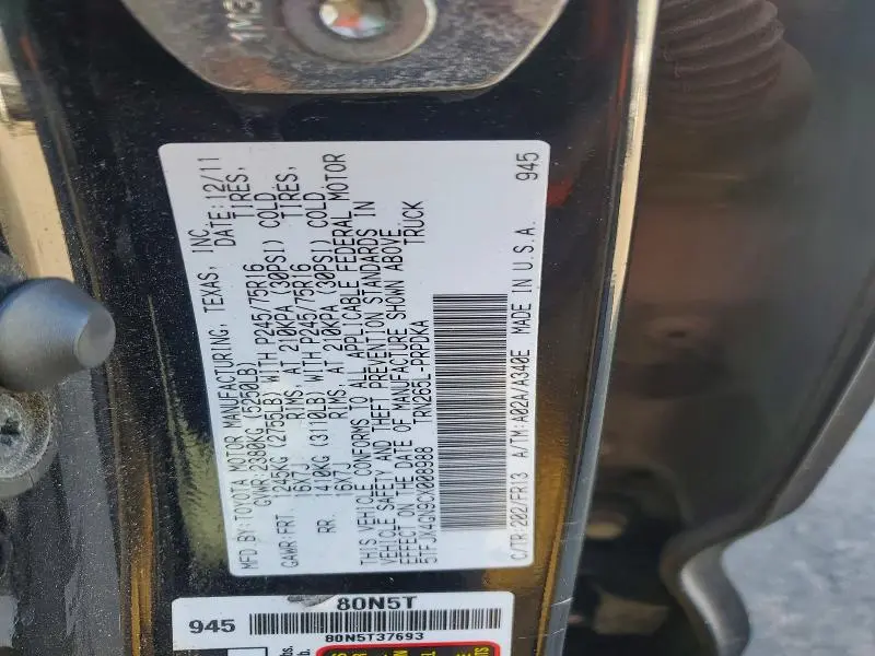 2012 TOYOTA TACOMA PRERUNNER  