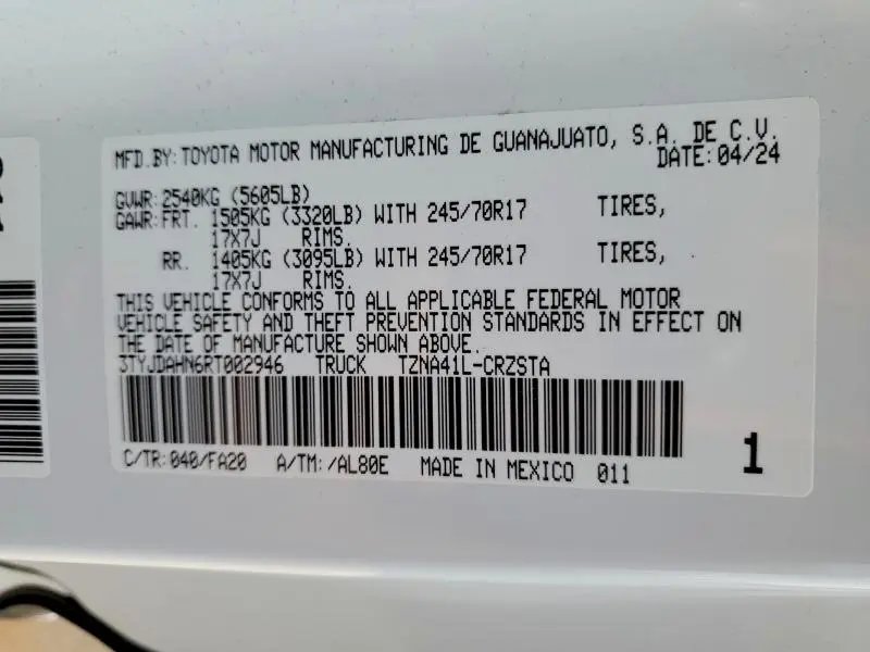 2024 TOYOTA TACOMA SR  