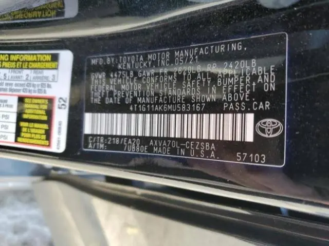 2021 TOYOTA CAMRY SE  