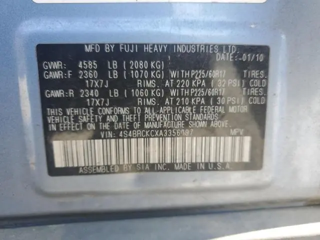 2010 SUBARU OUTBACK 2.5I LIMITED  