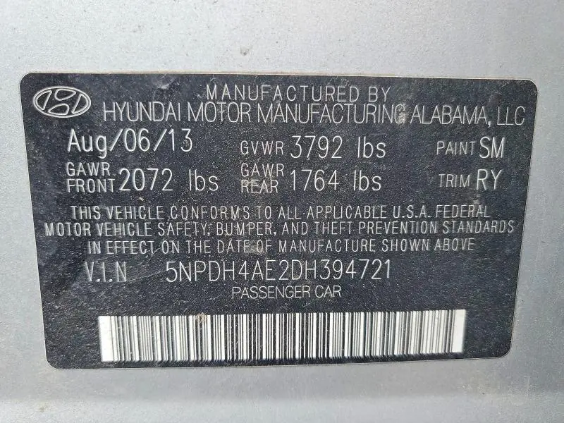 2013 HYUNDAI ELANTRA LIMITED  