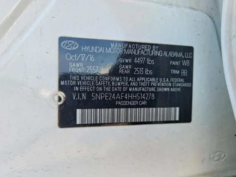 2017 HYUNDAI SONATA SE  