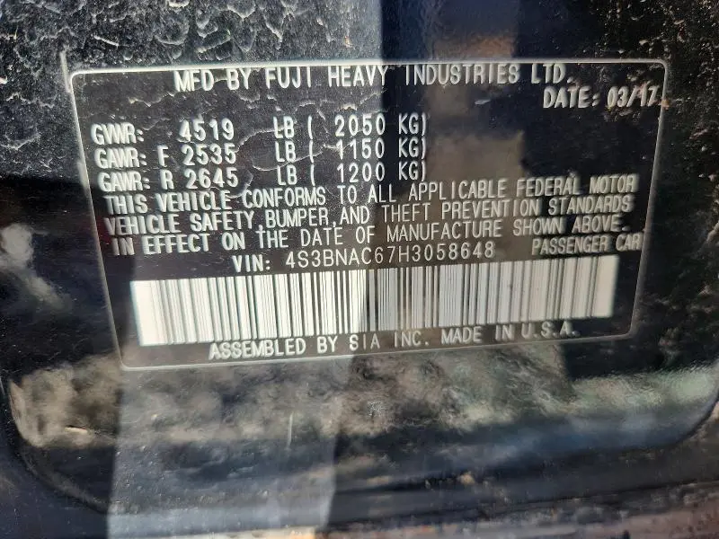 2017 SUBARU LEGACY 2.5I PREMIUM  