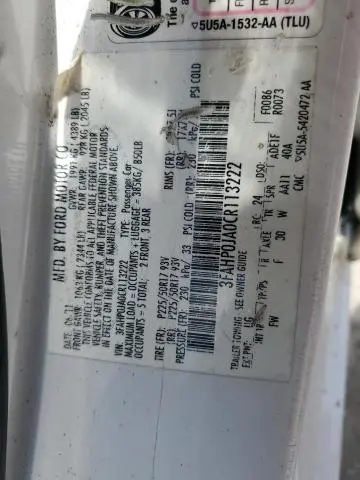 2012 FORD FUSION SEL  
