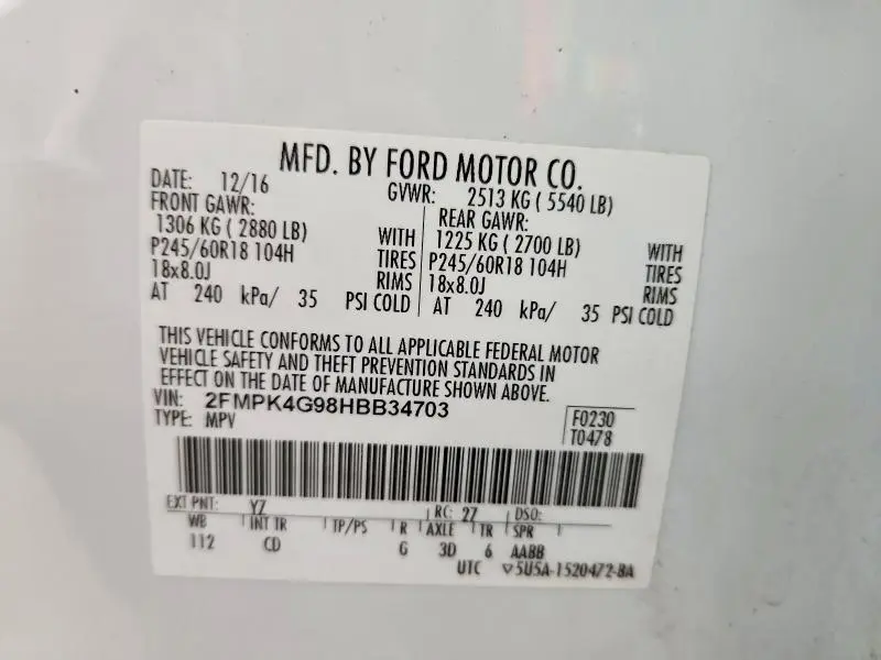 2017 FORD EDGE SE  