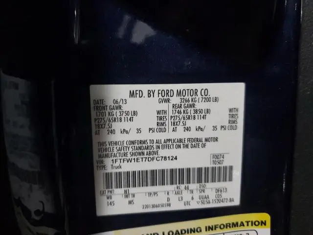 2013 FORD F150 SUPERCREW  