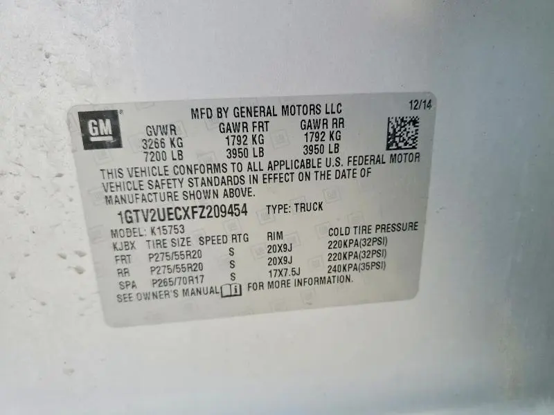 2015 GMC SIERRA K1500 SLE  