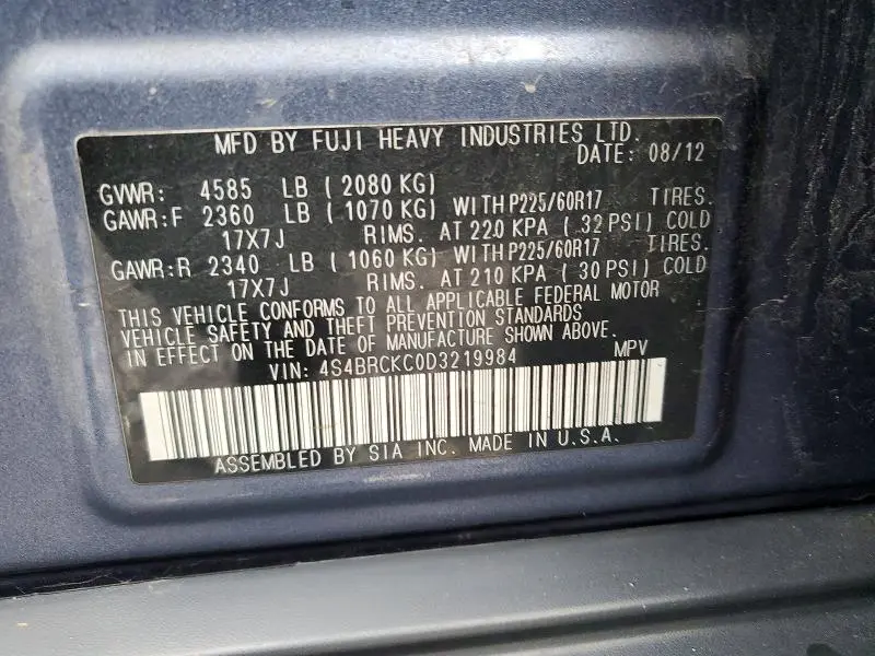 2013 SUBARU OUTBACK 2.5I LIMITED  