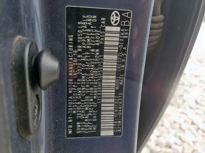 2016 TOYOTA COROLLA S PLUS  