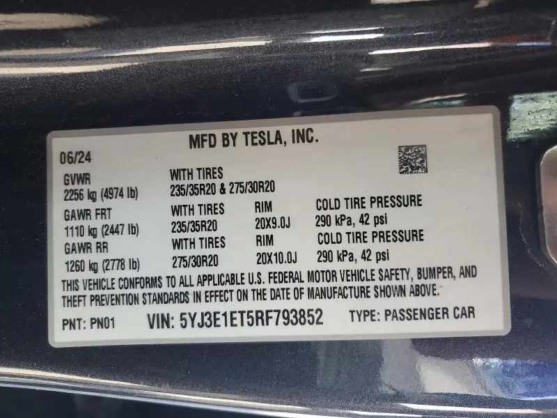 2024 TESLA MODEL 3   