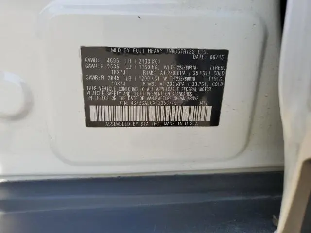 2015 SUBARU OUTBACK 2.5I LIMITED  