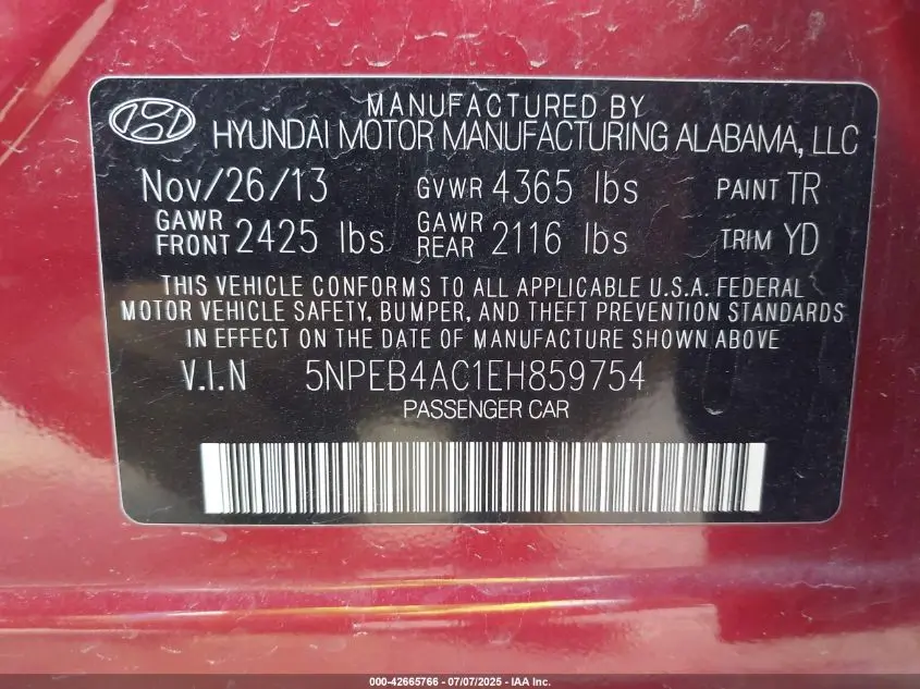 2014 HYUNDAI SONATA GLS