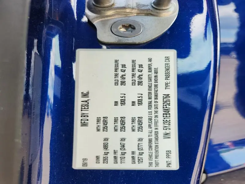 2019 TESLA MODEL 3   