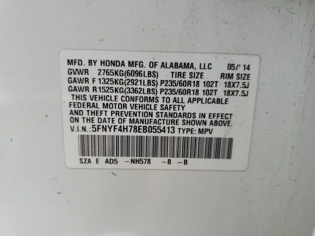 2014 HONDA PILOT EXLN  
