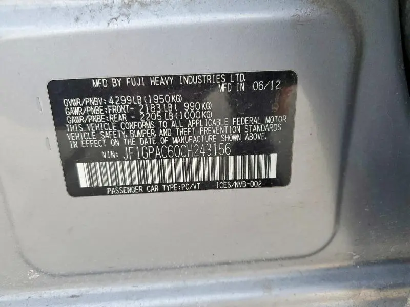 2012 SUBARU IMPREZA PREMIUM  