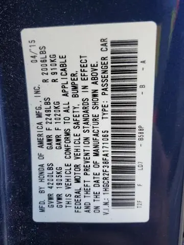 2015 HONDA ACCORD LX  