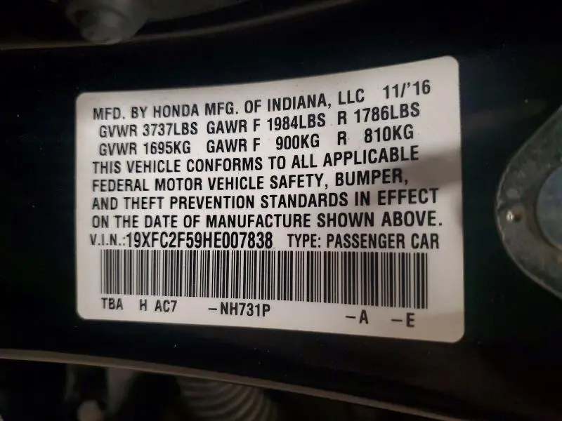 2017 HONDA CIVIC LX  