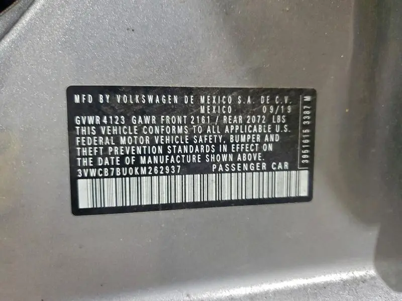 2019 VOLKSWAGEN JETTA S  