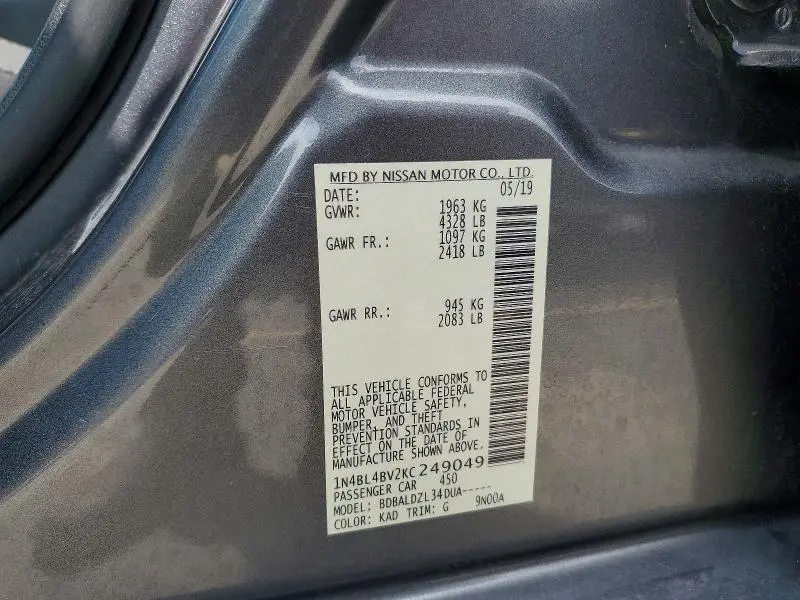 2019 NISSAN ALTIMA S  