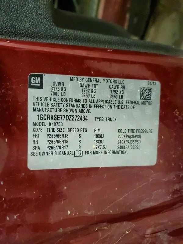 2013 CHEVROLET SILVERADO K1500 LT  