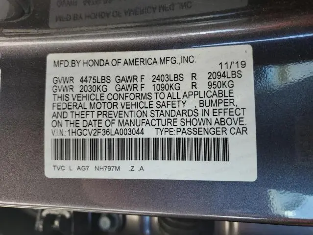 2020 HONDA ACCORD SPORT  