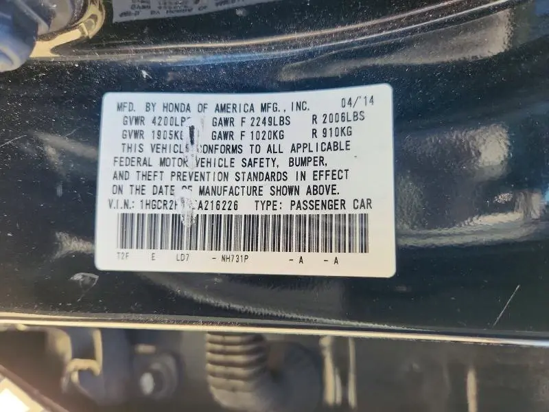 2014 HONDA ACCORD LX  
