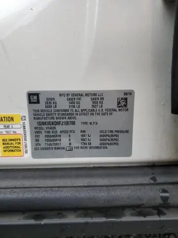 2015 CHEVROLET TRAVERSE LT  