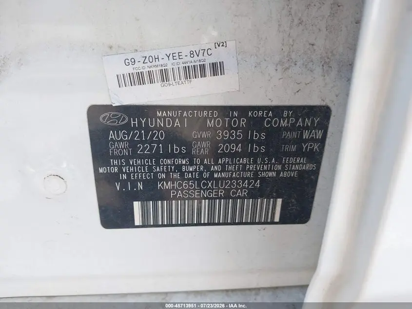 2020 HYUNDAI IONIQ HYBRID BLUE