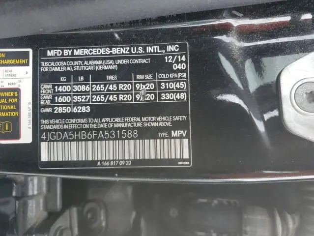 2015 MERCEDES-BENZ ML 350 4MATIC  
