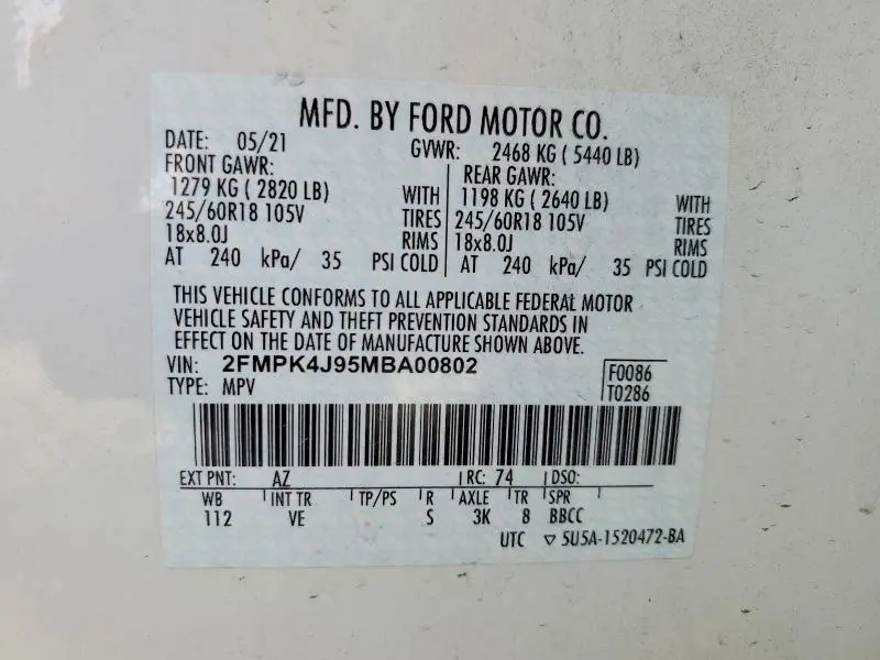 2021 FORD EDGE SEL  