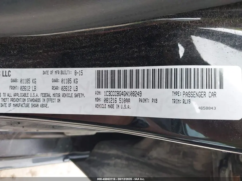 2016 CHRYSLER 200 S