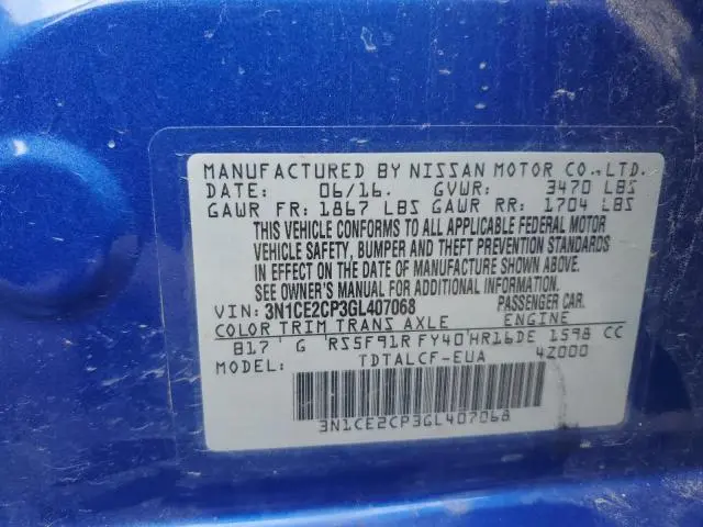 2016 NISSAN VERSA NOTE S  