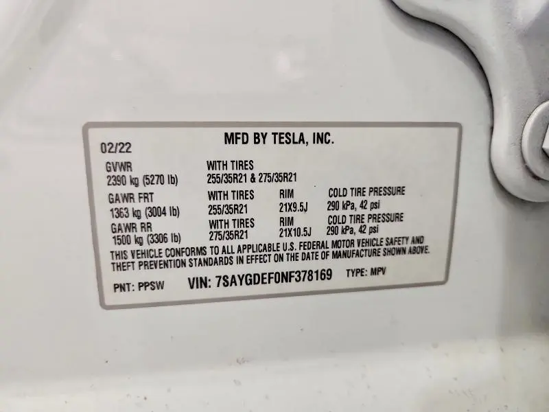 2022 TESLA MODEL Y   
