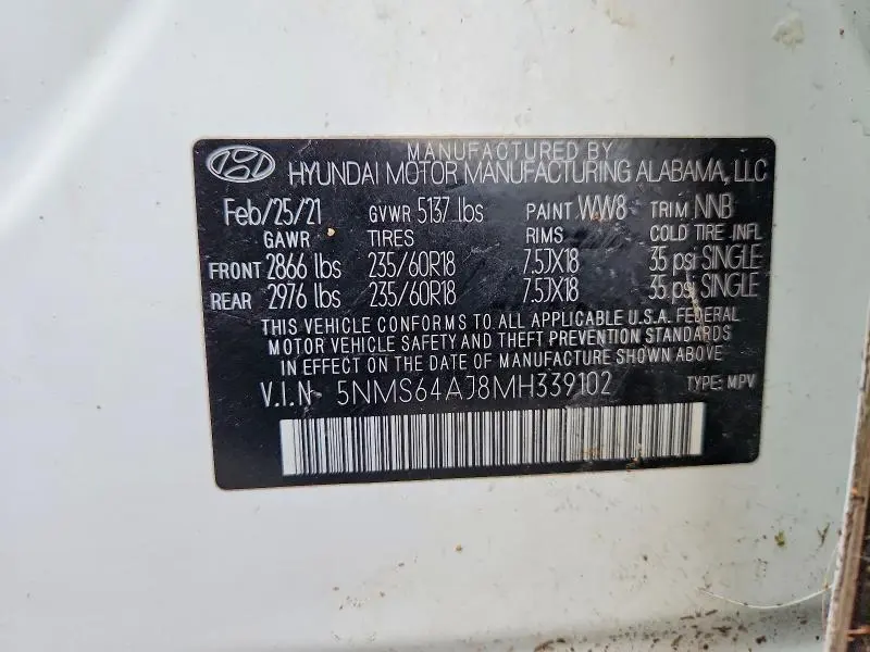 2021 HYUNDAI SANTA FE SEL  