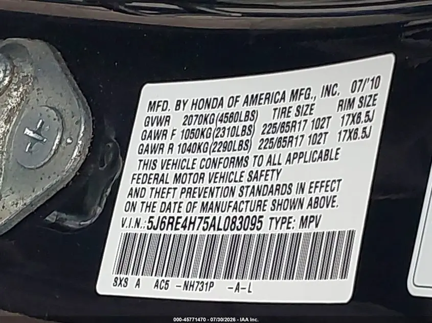 2010 HONDA CR-V EX-L