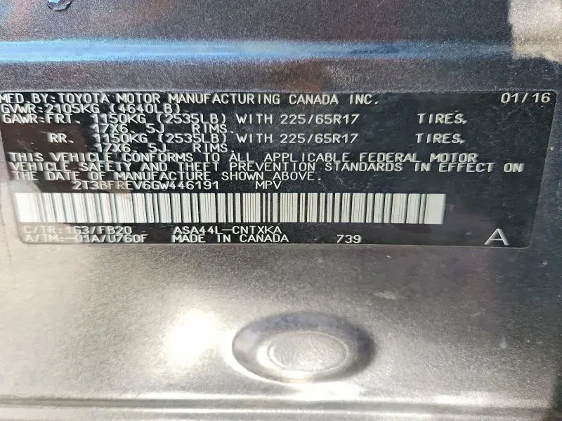 2016 TOYOTA RAV4 LE  
