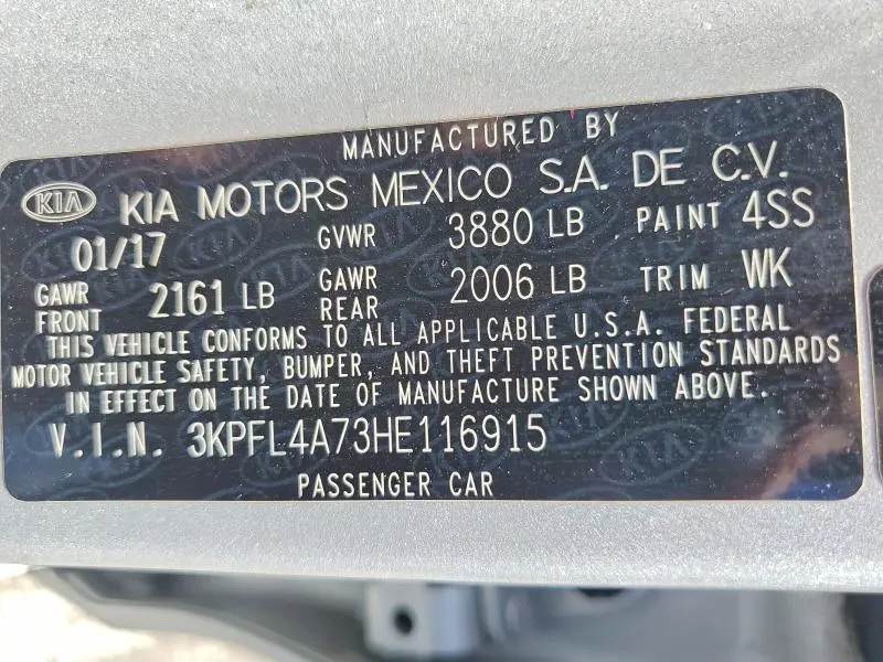2017 KIA FORTE LX  