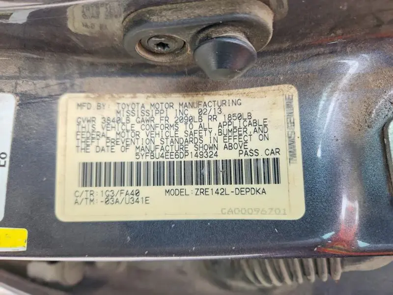2013 TOYOTA COROLLA L  